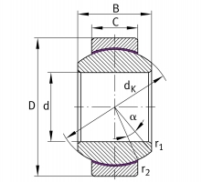 Durbal DGE 15 FW (GEH 15 C) bezúdržbové kloubové ložisko ,ocel/PTFE