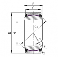 INA GE 70-UK-2TS (GE 70 TXE-2LS) bezúdržbové kloubové ložisko ,ocel/PTFE